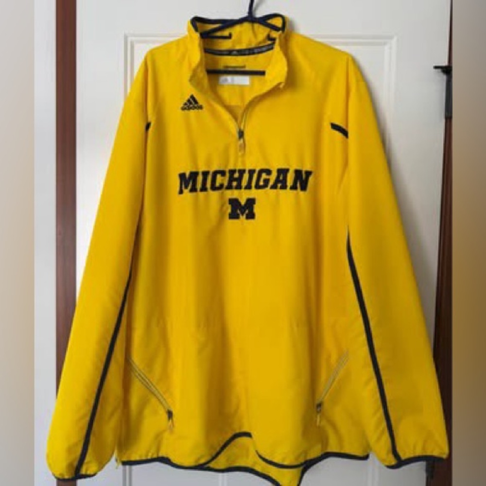 Adidas Yellow ClimaProof Jacket Pullover Michigan 2xl xxl wind breaker